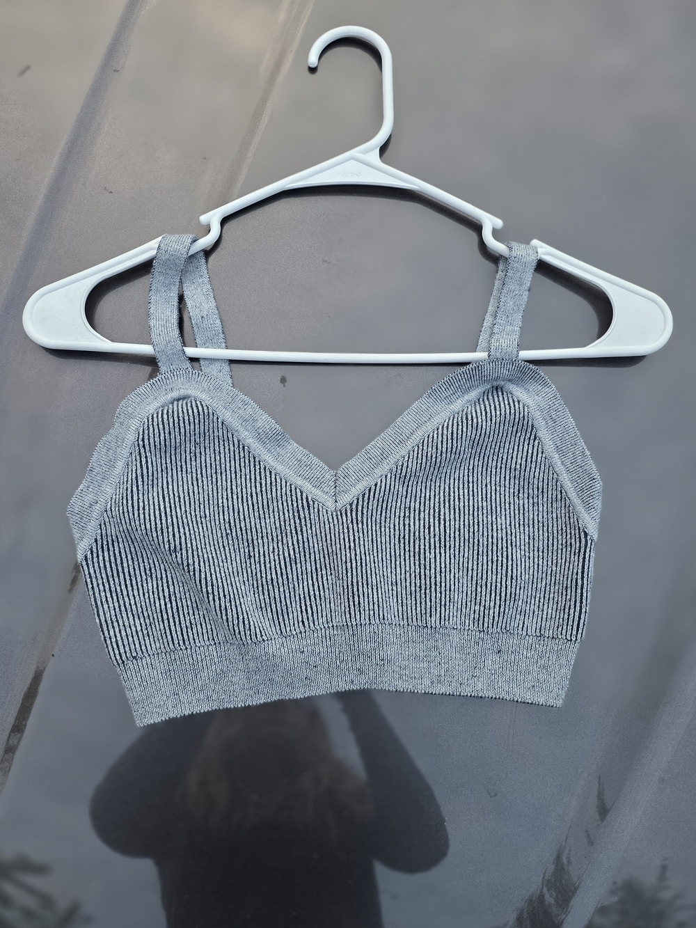 wild fable Ribbed V-Neck Bralette in Gray